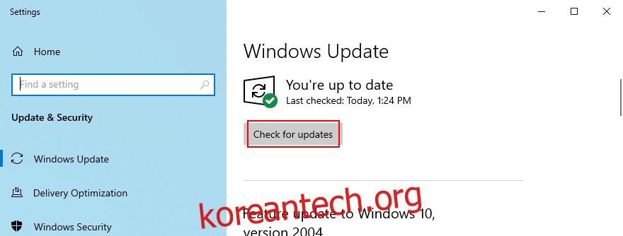 Windows 10은 업데이트를 확인하는 방법을 보여줍니다