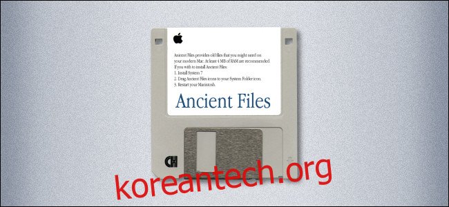 레이블이 지정된 Mac 3.5인치 플로피 디스크 