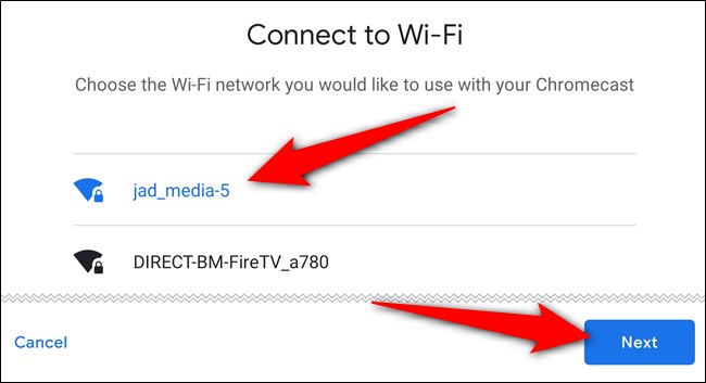 Wi-Fi 네트워크를 선택하고 